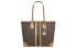 Фото #1 товара Сумка женская MICHAEL KORS MK Eva большая с блеском логотипа фирменная символическая материнская сумка полосатая из пластика буквенные цветные цвета сумка на руку, коричневый, 30T9GV0T7B-252
