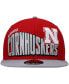 ფოტო #3 პროდუქტის Men's Scarlet Nebraska Huskers Two-Tone Vintage-Like Wave 9FIFTY Snapback Hat