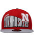 Фото #3 товара Men's Scarlet Nebraska Huskers Two-Tone Vintage-Like Wave 9FIFTY Snapback Hat