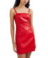 Фото #4 товара Women's Faux-Leather Bow Mini Dress