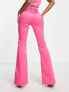 Фото #3 товара Extro & Vert Tall highwaist flare trousers in hot pink co-ord