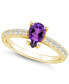 ფოტო #1 პროდუქტის Amethyst (7/8 Ct. T.W.) and Diamond (1/3 Ct. T.W.) Ring in 14K Yellow Gold