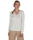 Фото #1 товара Women's 100% Pure Cashmere Long Sleeve Pullover V Neck Sweater