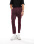 ASOS DESIGN tapered smart trousers in burgundy pin stripe