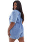 Фото #2 товара ASOS DESIGN Curve denim boxy shirt playsuit in midwash blue