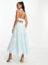 ASOS DESIGN Petite lace collar midi dress with open back detail in light blue