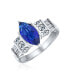 Art Deco Style 3CT Cubic Zirconia AAA CZ Pave Royal Blue Marquise Solitaire Simulated Sapphire Engagement Ring For Women .925 Sterling Silver