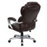 Фото #2 товара High Back Brown Leather Executive Swivel Chair With Arms