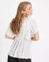 ASOS DESIGN broderie top with pleated flutter sleeve in cream Бежевый, 36 - фото #2