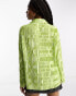 Фото #2 товара Urban Threads Tall satin plisse oversized shirt co-ord in lime