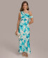 Фото #1 товара Donna Karen Women's Printed One-Shoulder Draped Gown