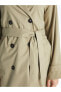 LCW Modest Ceket Yaka Düz Oversize Kadın Trençkot