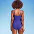 Women's UPF 50 Waist Detail Over the Shoulder One Piece Swimsuit - Aqua Green