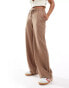 ASOS DESIGN tailored pull on trouser in brown stripe