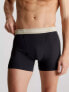 Calvin Klein cotton stretch trunks 3 pack in black with coloured waistband