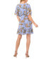 Women's Floral-Print Short-Sleeve Tiered Dress