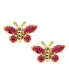 ფოტო #8 პროდუქტის Children's Birthday Cubic Zirconia Butterfly Earrings in 14k Yellow Gold