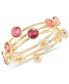 Фото #1 товара Gold-Tone 3-Pc. Set Multicolor Crystal & Stone Bangle Bracelets, Created for Macy's