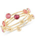 ფოტო #1 პროდუქტის Gold-Tone 3-Pc. Set Multicolor Crystal & Stone Bangle Bracelets, Created for Macy's