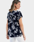 Women's Printed Boat-Neck Mixed Media Top, Created for Macy's