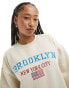 Daisy Street relaxed fleece sweatshirt with Brooklyn embroidery Бежевый, DE 48 - фото #2