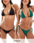 Фото #1 товара Weekday Leash triangle tie bikini top 2-pack in black and green exclusive to ASOS