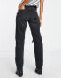 Stradivarius straight leg jean with rip in black