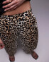 Фото #2 товара Topshop leopard print linen pleated wide leg trouser in multi