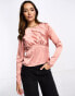 Фото #1 товара ASOS DESIGN satin tea blouse in pink