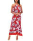 Women's Tropical Print Ruffled Halter Neck Maxi Dress