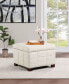 Фото #4 товара Detour Strap 29.75" Square Storage Ottoman in Wood and Linen Fabric Upholstery
