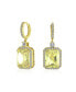 ფოტო #1 პროდუქტის Statement Fashion 10CT Emerald Cut CZ Halo Dangle Huggie Dangle Earrings Prom Cubic Zirconia