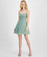 Фото #6 товара Juniors' Glitter-Tulle Ruched-Bodice Skater Dress, Created for Macy's