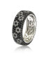 Suzy Levian Sterling Silver Cubic Zirconia White & Black Pave Flower Eternity Band Ring