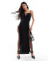 Фото #1 товара ASOS DESIGN cowl drape maxi dress in black spot