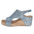 Corkys Carley Glitter Studded Wedge Womens Blue Casual Sandals 30-5316