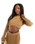 In The Style plisse crop top co-ord in coffee 44 - фото #2