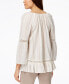 Style & Co Women's Off The Shoulder Crochet Trim Top Bailey Stripe White L