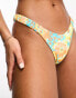 Kulani Kinis miami moon retro Y thong bikini bottom in blue and orange