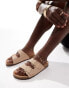 French Connection double buckle footbed sandals in taupe