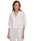 Фото #6 товара Women's Button-Front Dolman-Sleeve Linen Top