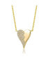 ფოტო #3 პროდუქტის 14k Yellow Gold Plated with Cubic Zirconia Broken Cracked Zig-Zag Half & Half Stolen Heart Pendant Necklace