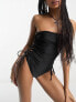 COLLUSION bandeau cut out swimsuit in black