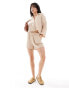 Vero Moda textured cropped shirt co-ord in beige