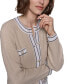 ფოტო #13 პროდუქტის Women's Contrast-Border Knit Cardigan