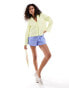 InWear Helve tie front cotton cropped shirt in lime