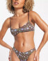 Фото #4 товара Monki cotton bralet in all over floral print in brown