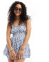 Hollister double tier playsuit in blue floral with detachable straps Kettle, XS - фото #1