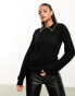 Threadbare Ruby jumper with pearl detail collar in black