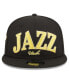 Фото #3 товара Men's Black Utah Jazz Golden Tall Text 9FIFTY Snapback Hat